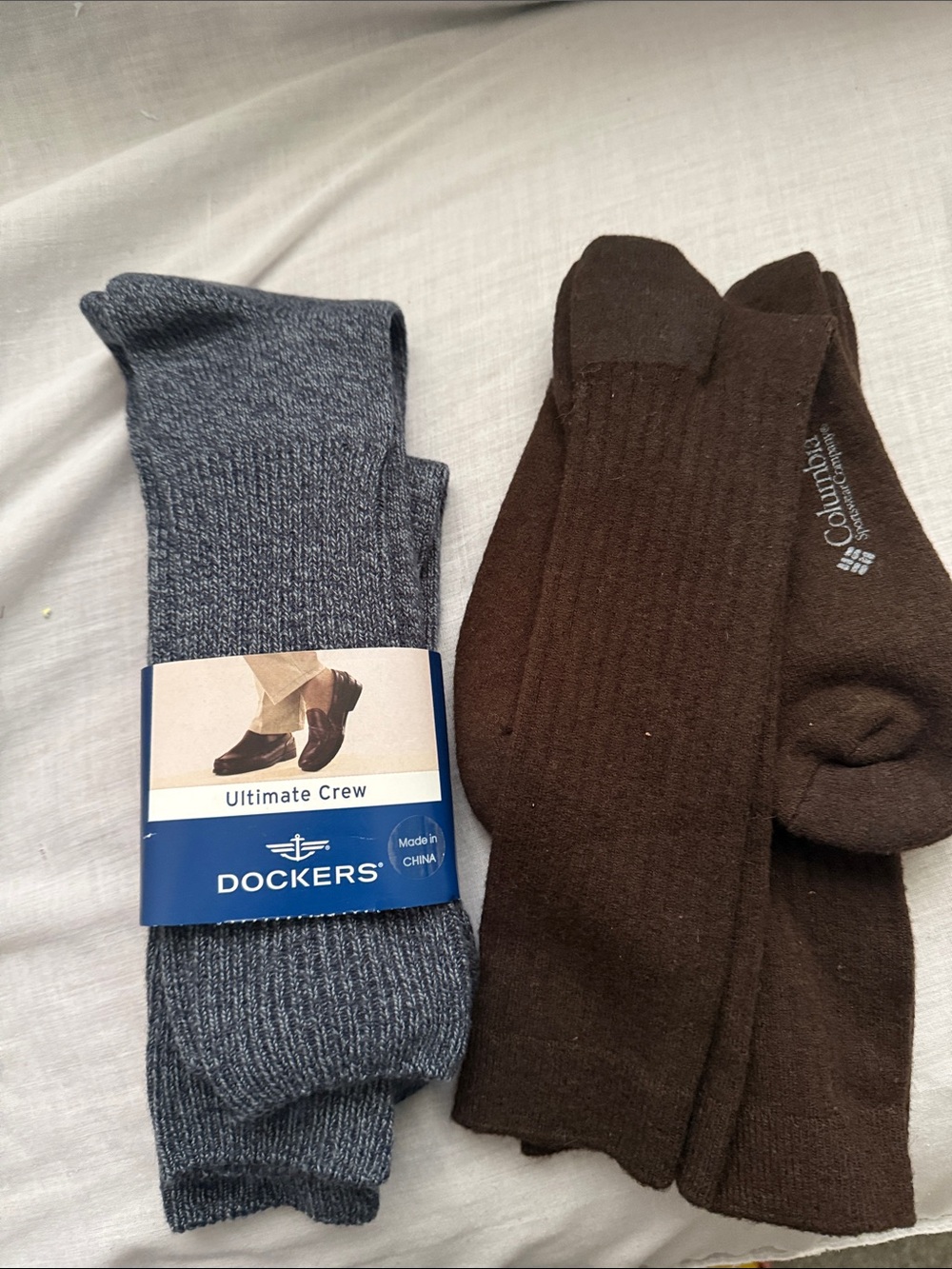 Dockers Two-Pack Crew Socks in Gray and and Columbia Two-Pack Brown